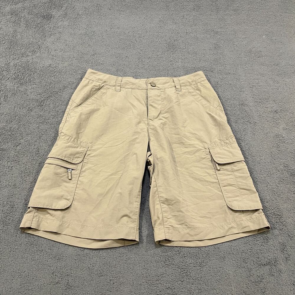REI Co-op Sahara Khaki Tan Zip Pockets Outdoor Hiking Cargo Shorts Womens Size 2